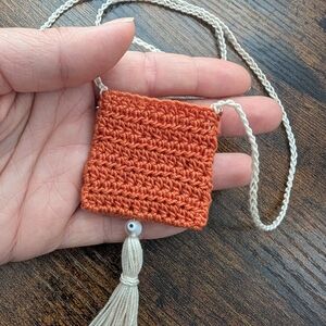 Elegant Orange Crochet Necklace with Tassel
